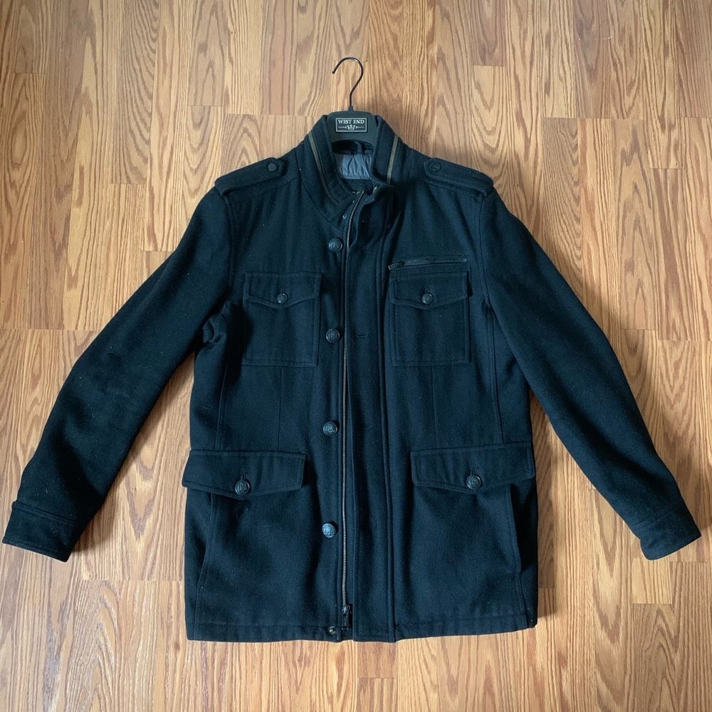 BLACK MENS GUESS BRAND MILITARY STYLE JACKET